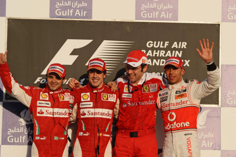 Podiet i Bahrain - Alonso, Massa og Hamilton